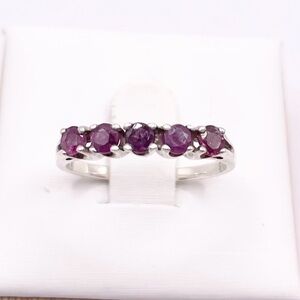 Size 7 Vintage JED signed Pink Sapphires 925 Sterling Ring